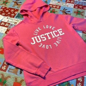 Girls pink justice hoodie